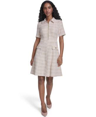 tommy hilfiger womens short sleeve zipper front dress
