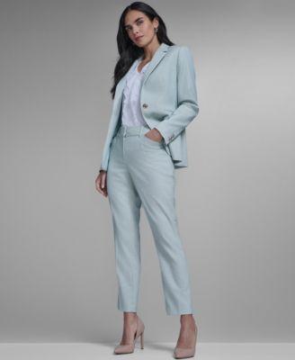 tommy hilfiger womens slim fit tonal stripe blazer slim fit tonal stripe pants ruffled mixed media top