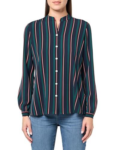 tommy hilfiger womens striped long sleeve button up sportswear top, sky captain, x-large