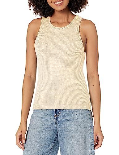 tommy jeans women's racerback sweater tank top, whitecap, m