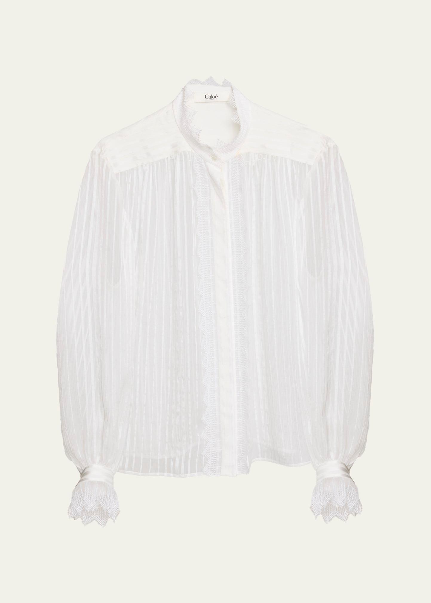 tonal striped silk blouse