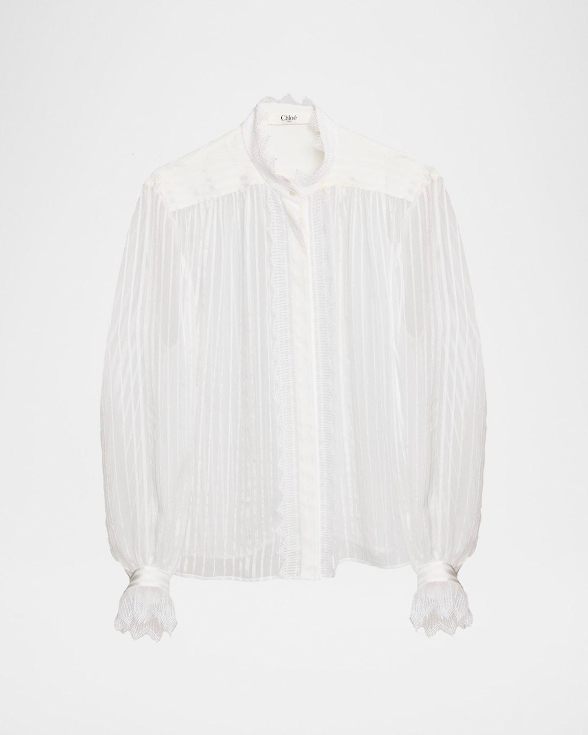 tonal striped silk blouse