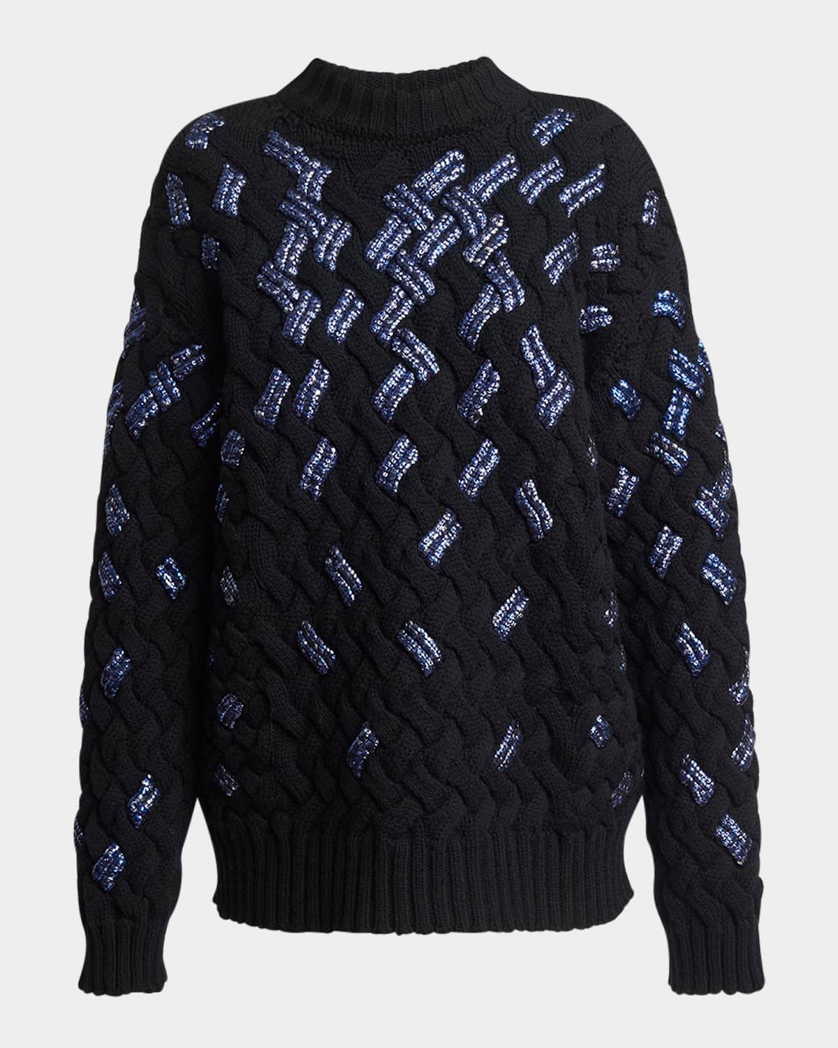 tonaldo mock-neck sequined woven knit sweater