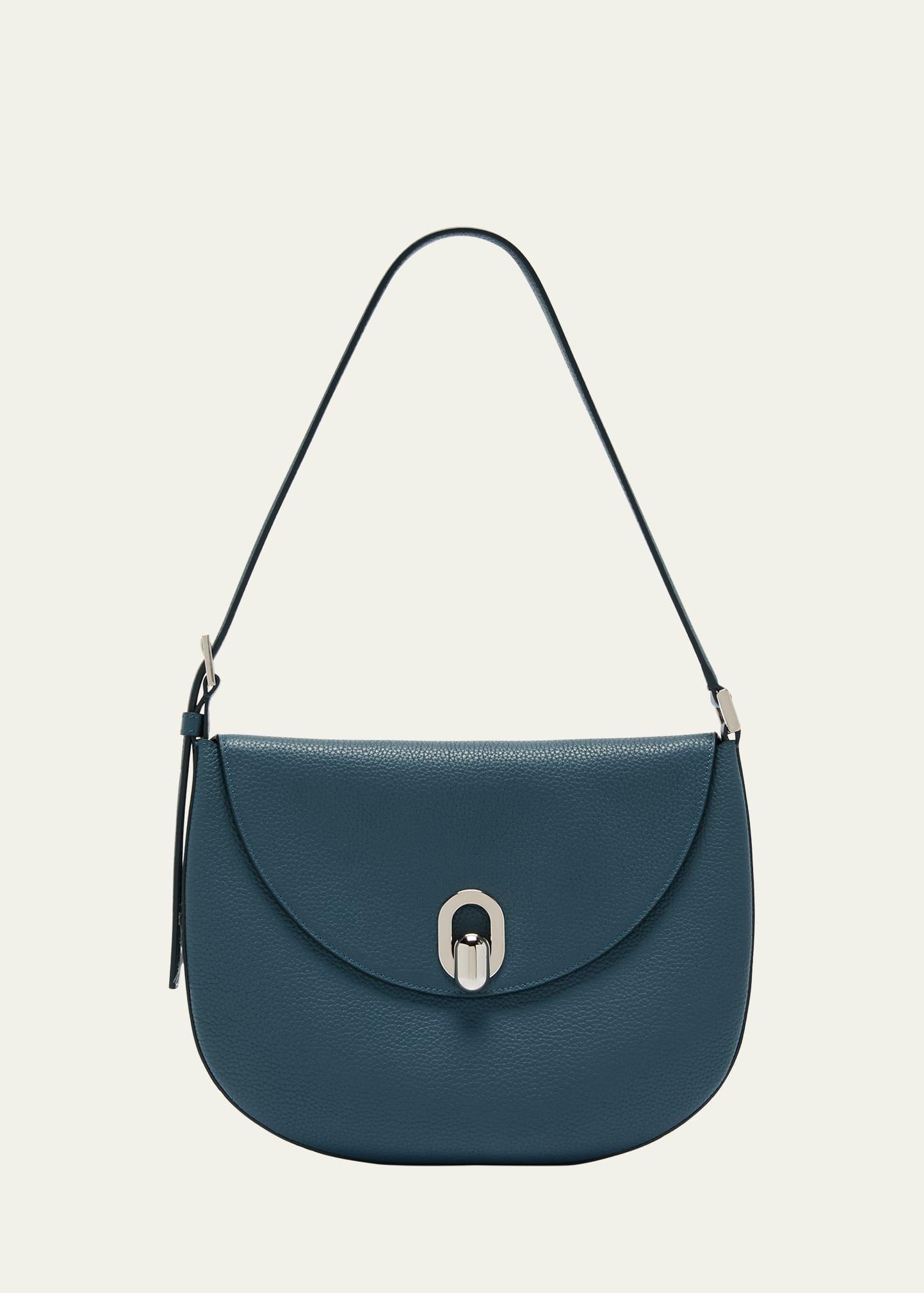 tondo small grain leather hobo bag