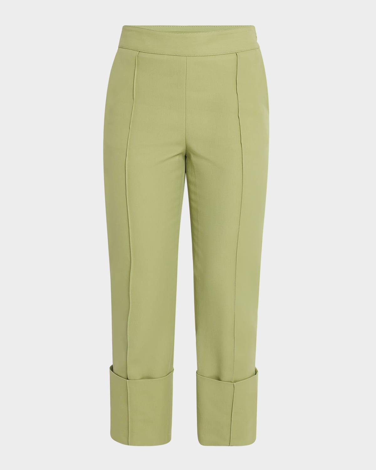toni pintuck straight-leg cuffed crop pants