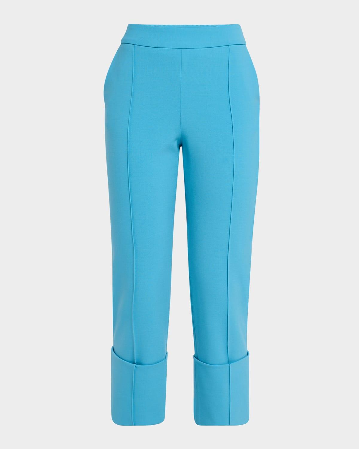 toni pintuck straight-leg cuffed crop pants