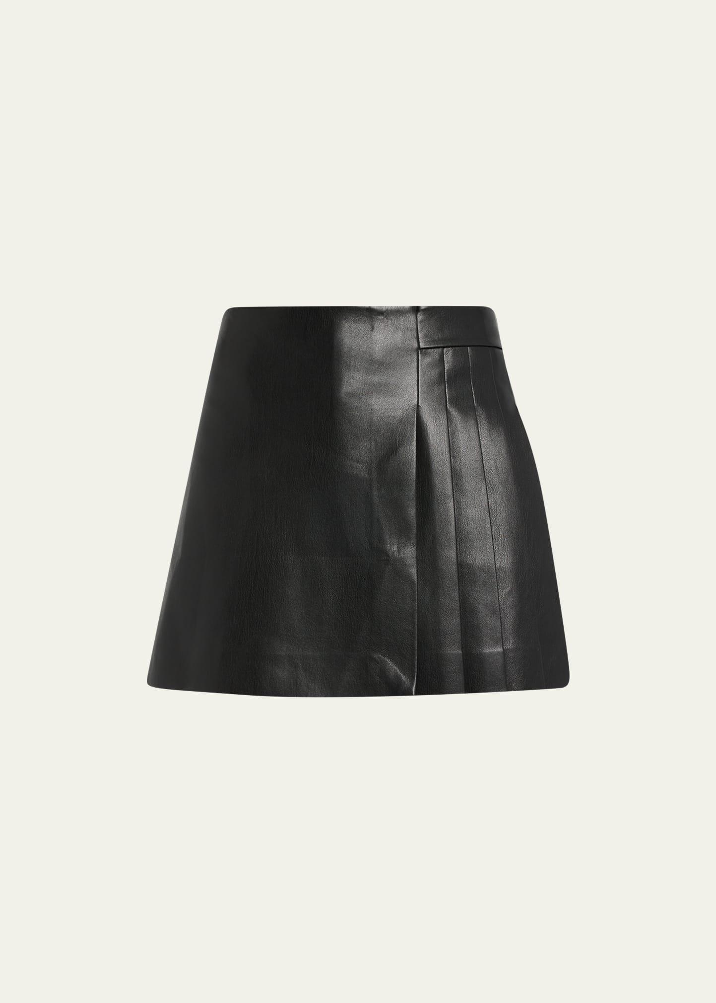 toni vegan leather asymmetric pleated mini skirt