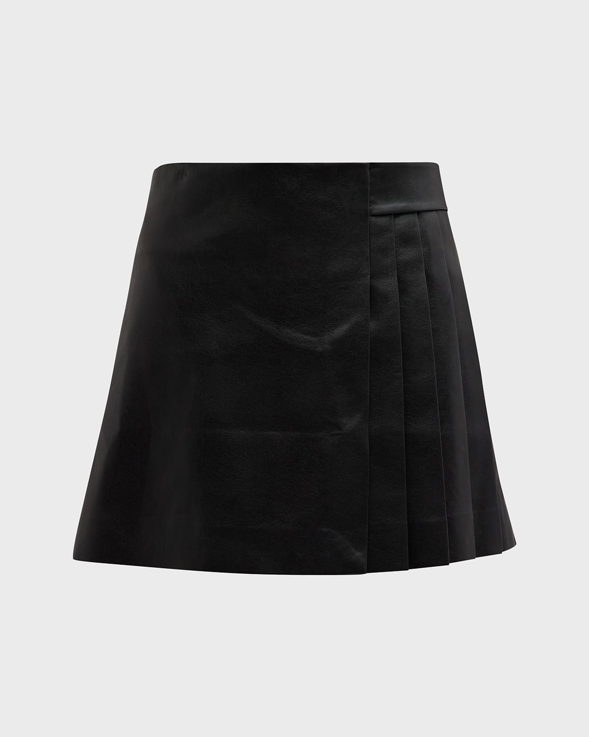 toni vegan leather asymmetric pleated mini skirt