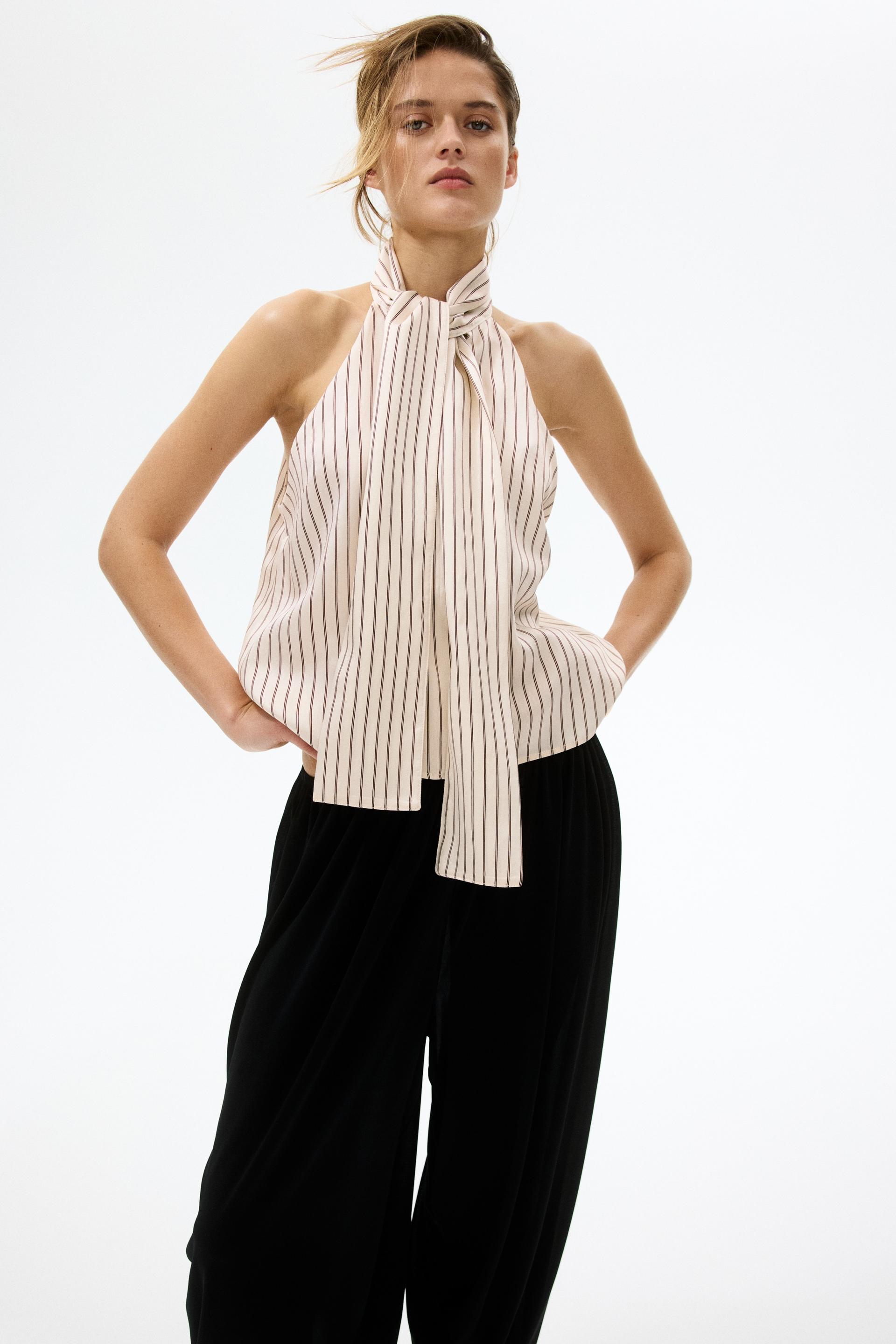 top with bow collar