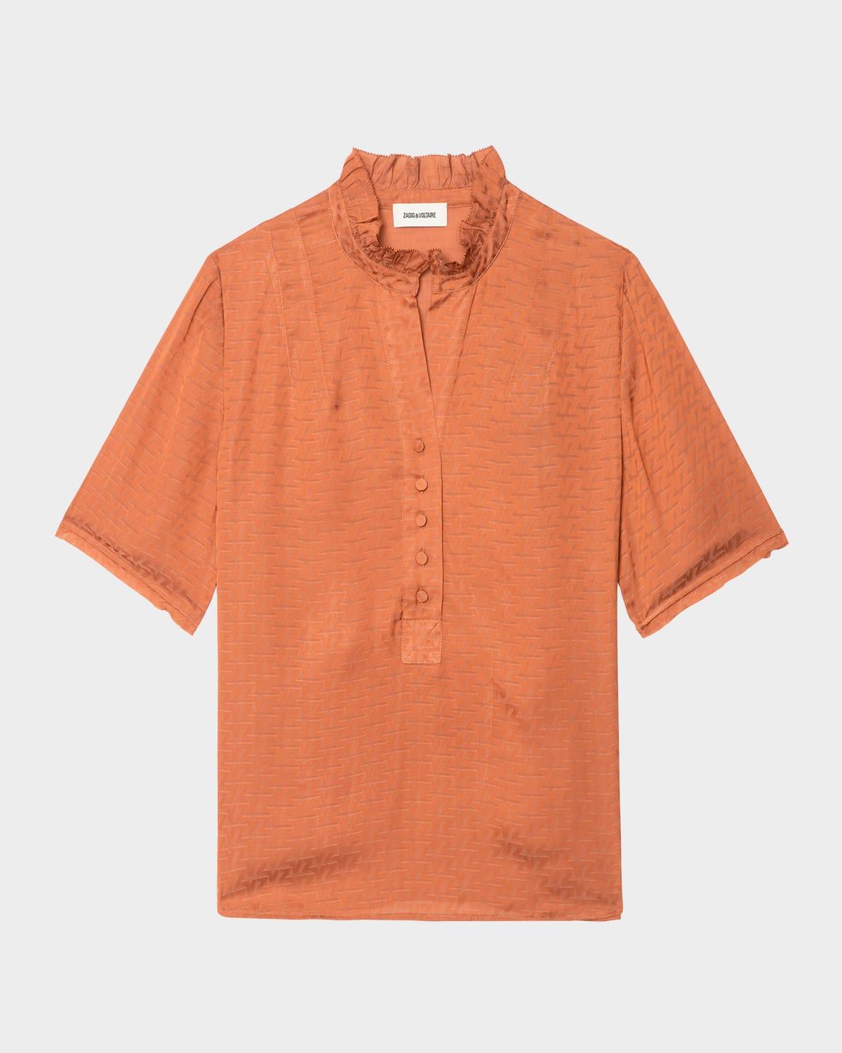 topher satin monogram blouse