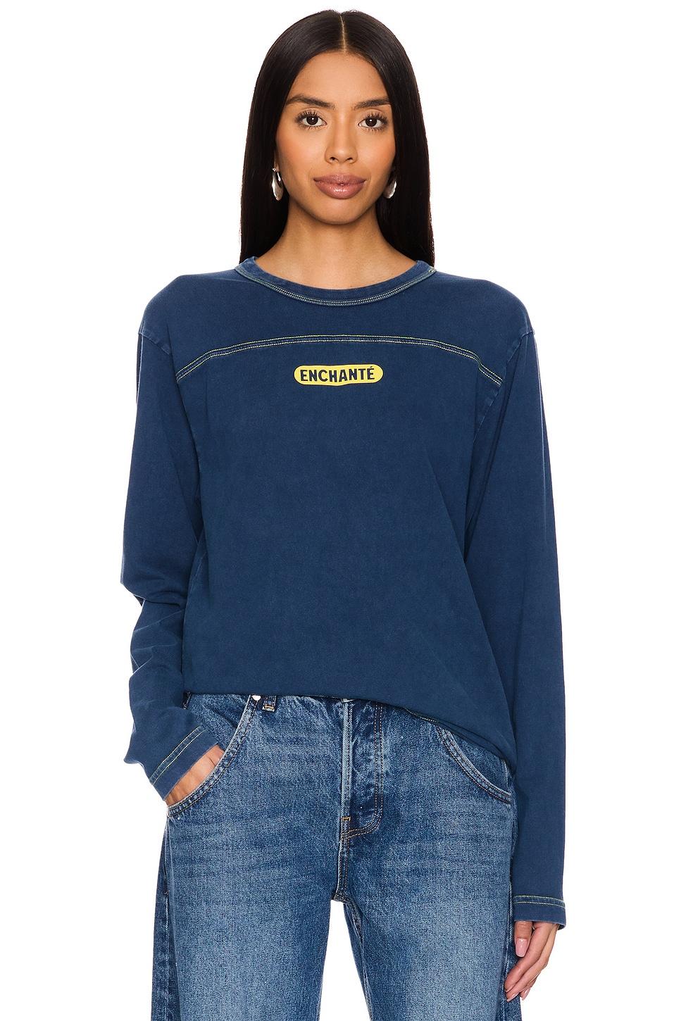 topstitch yoke long sleeve top