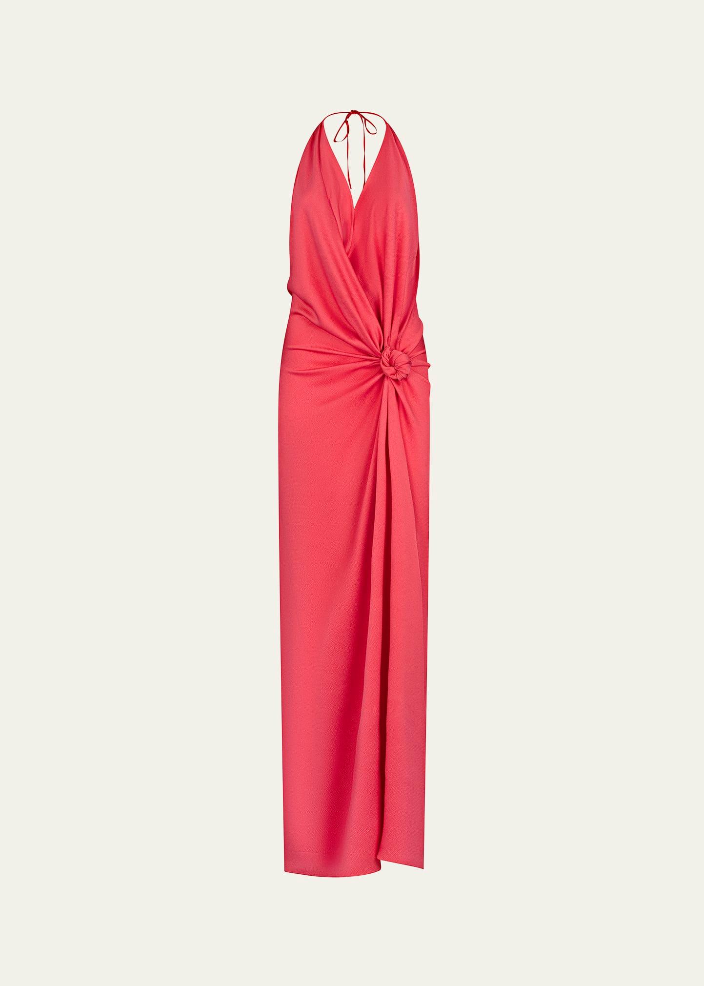 torgiano halter knotted dress