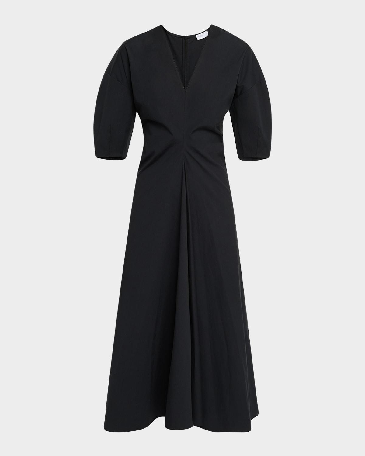 torqued short-sleeve midi dress