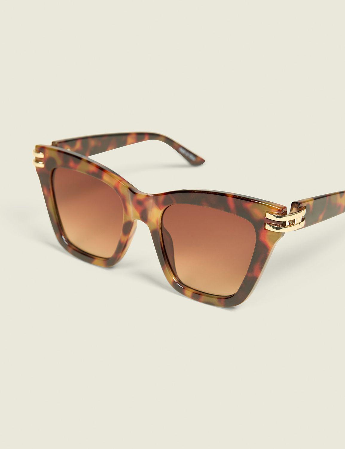 tortoiseshell & goldtone-accented cateye sunglasses