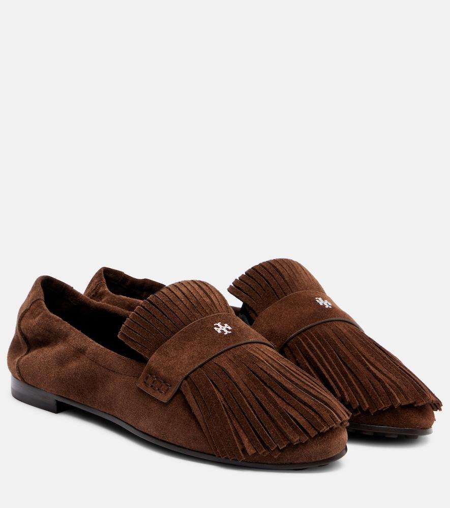 tory burch ballet fringed suede loafers