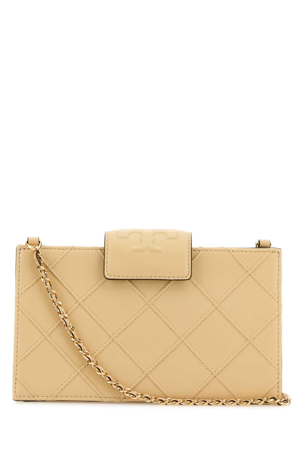 tory burch beige leather fleming crossbody bag