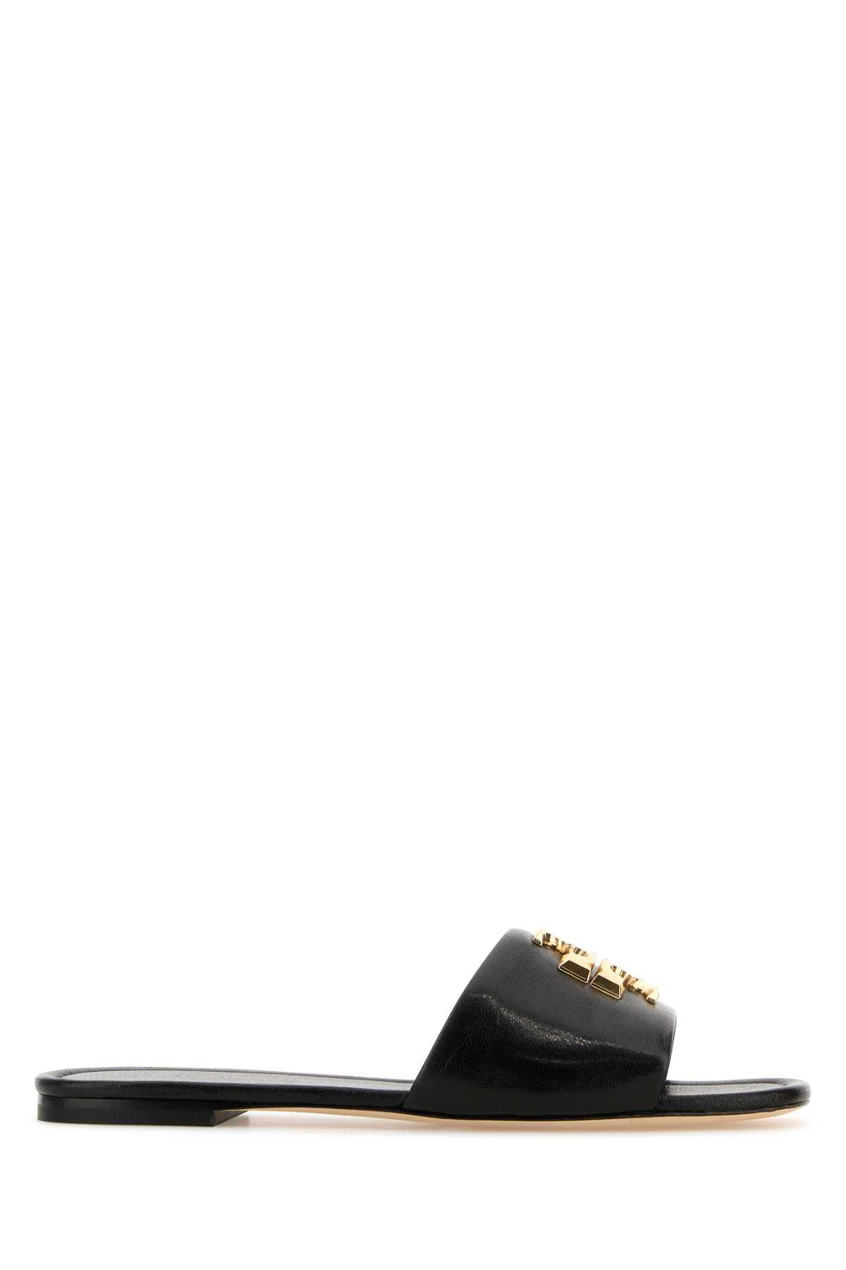 tory burch black nappa leather eleanor slippers