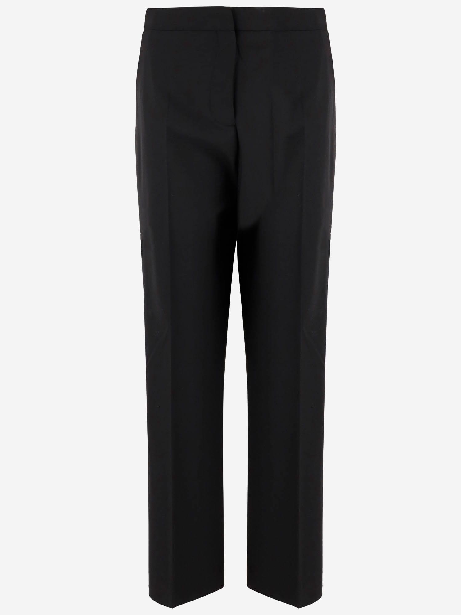 tory burch black stretch wool wide-leg pant
