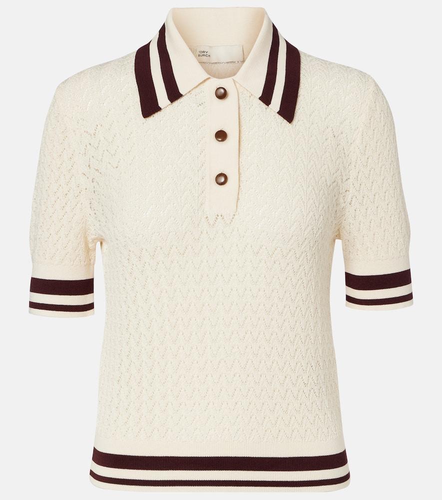 tory burch cotton pointelle polo shirt