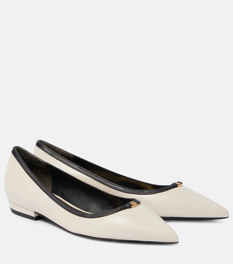 tory burch double t leather ballet flats
