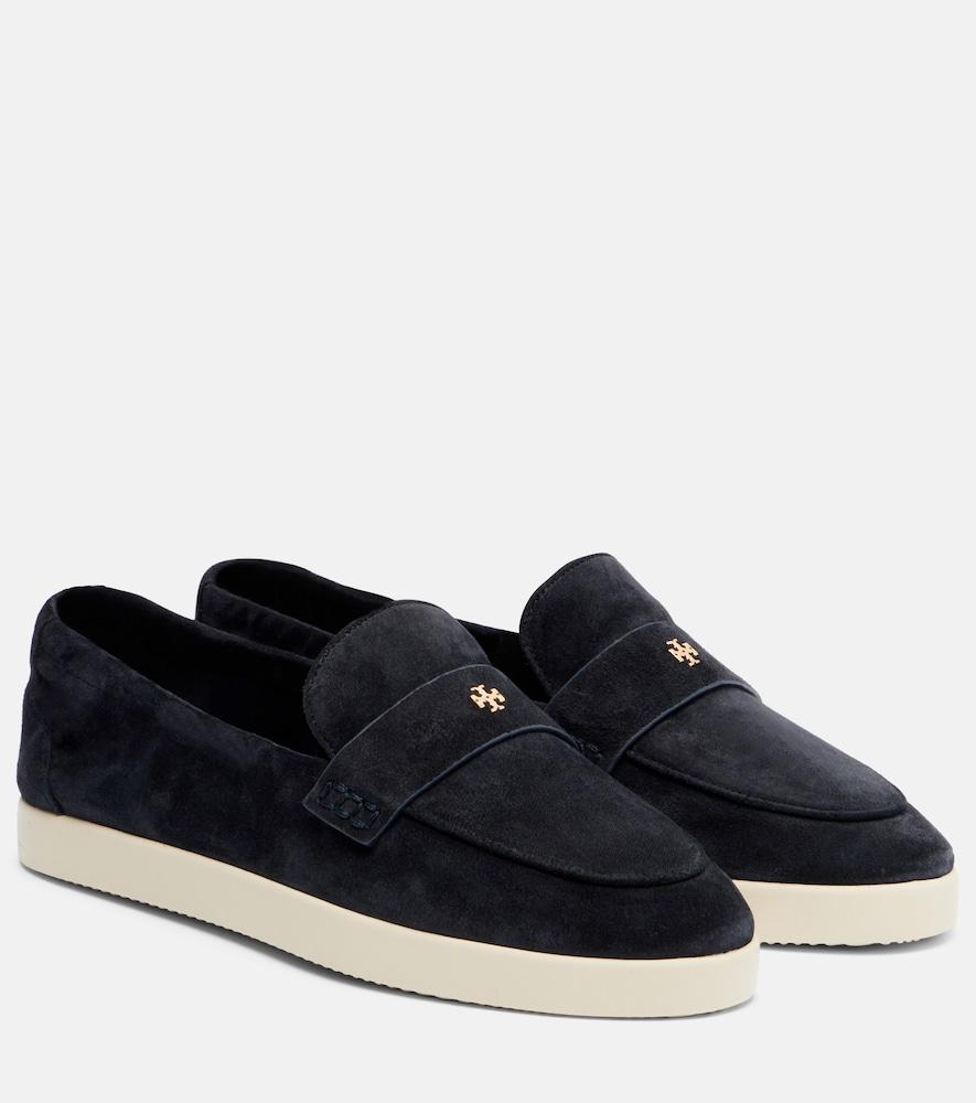 tory burch double t suede loafers