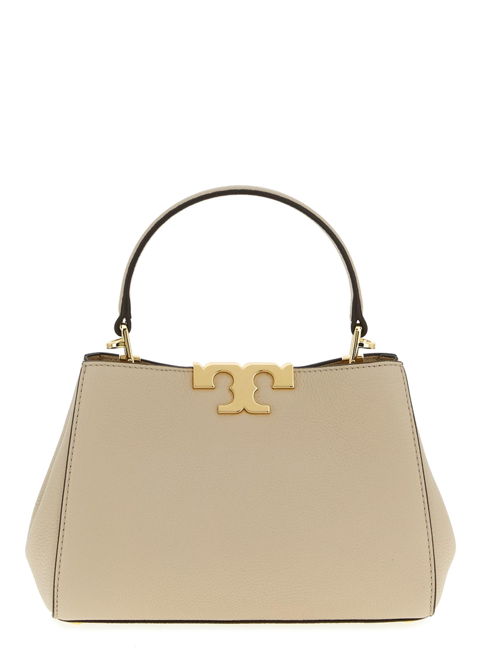 tory burch eleanor mini satchel handbag beige cow leather (bos taurus) hand bags - women