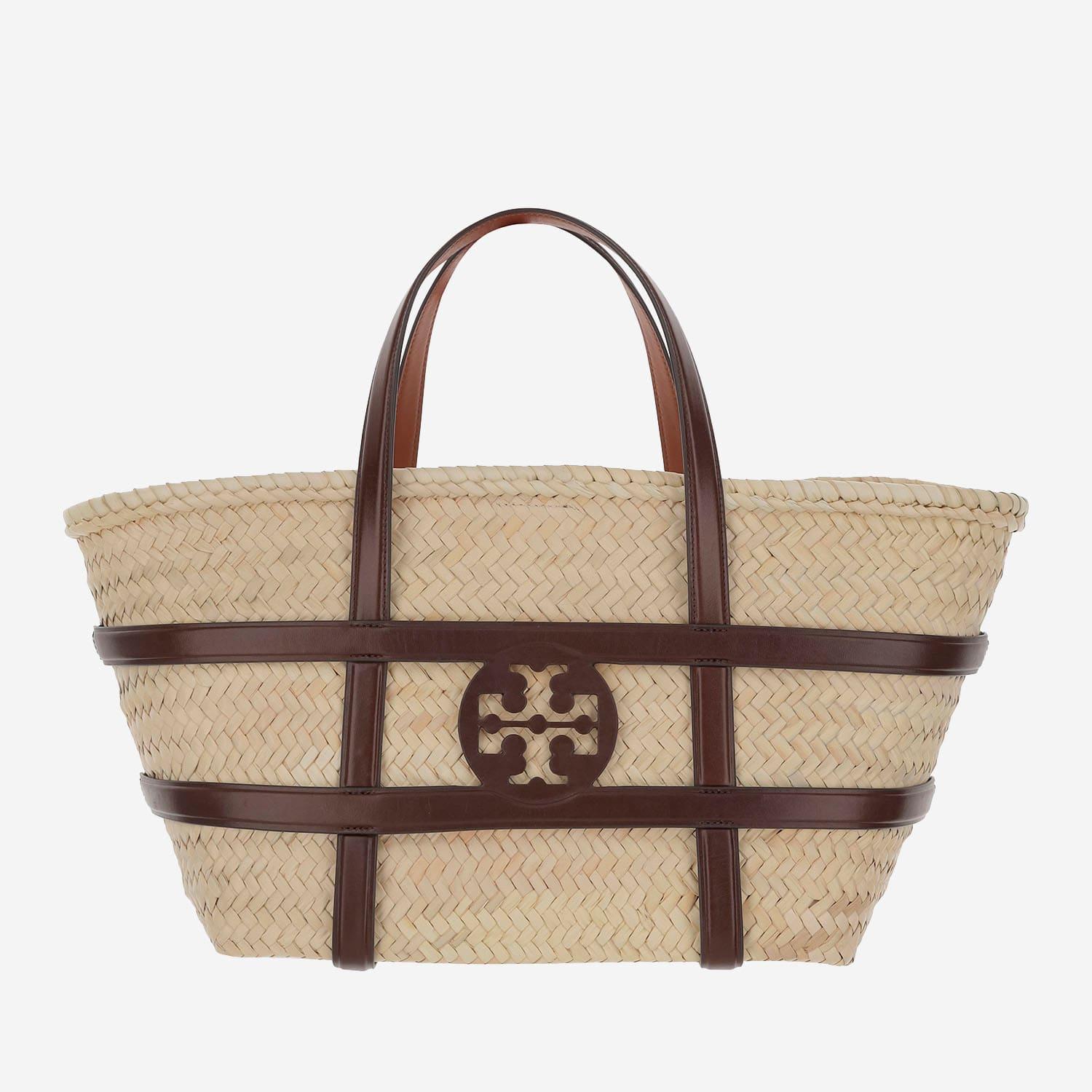tory burch ella bucket bag in beige straw