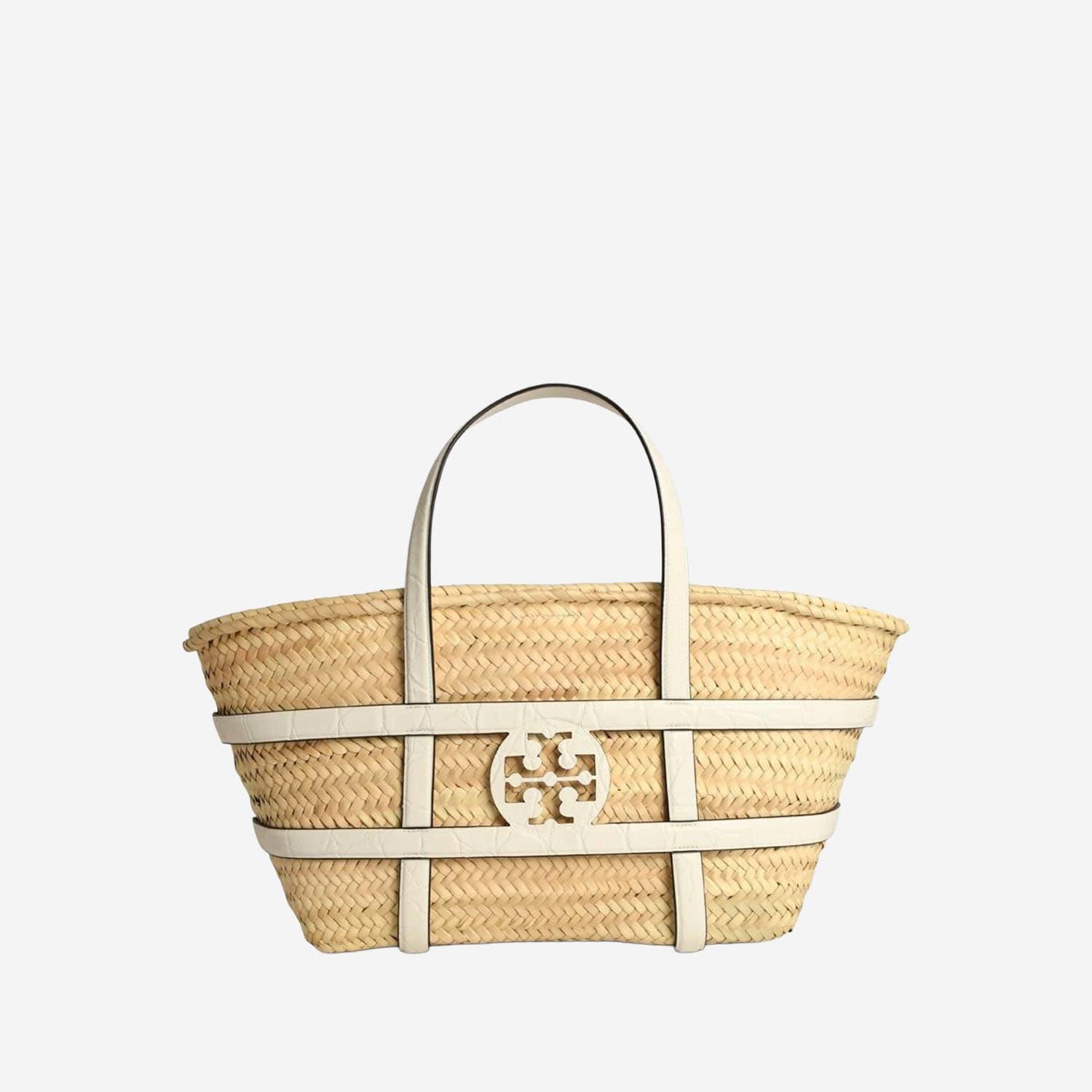tory burch ella white basket straw shopping bag