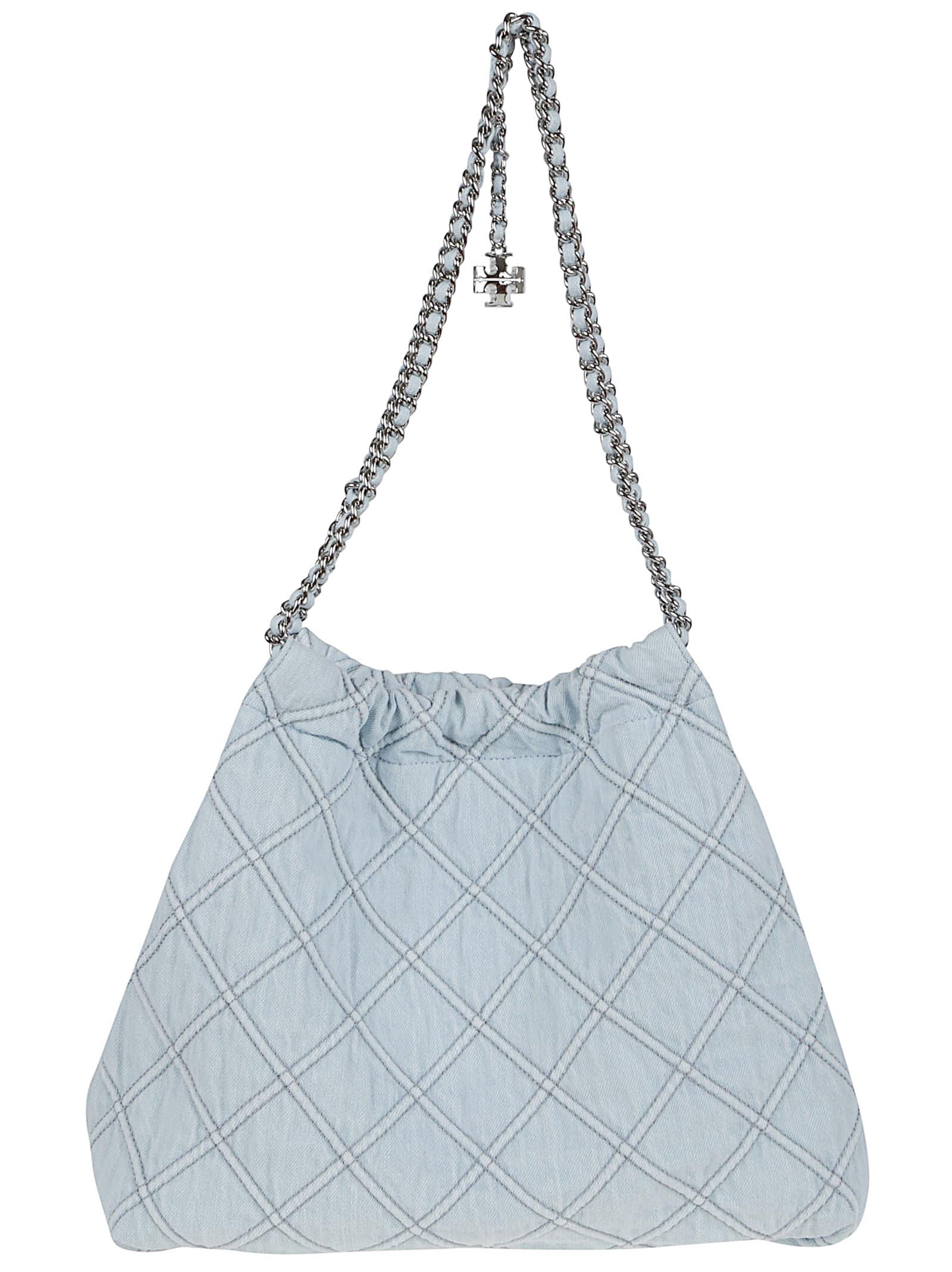 tory burch fleming denim hobo bag