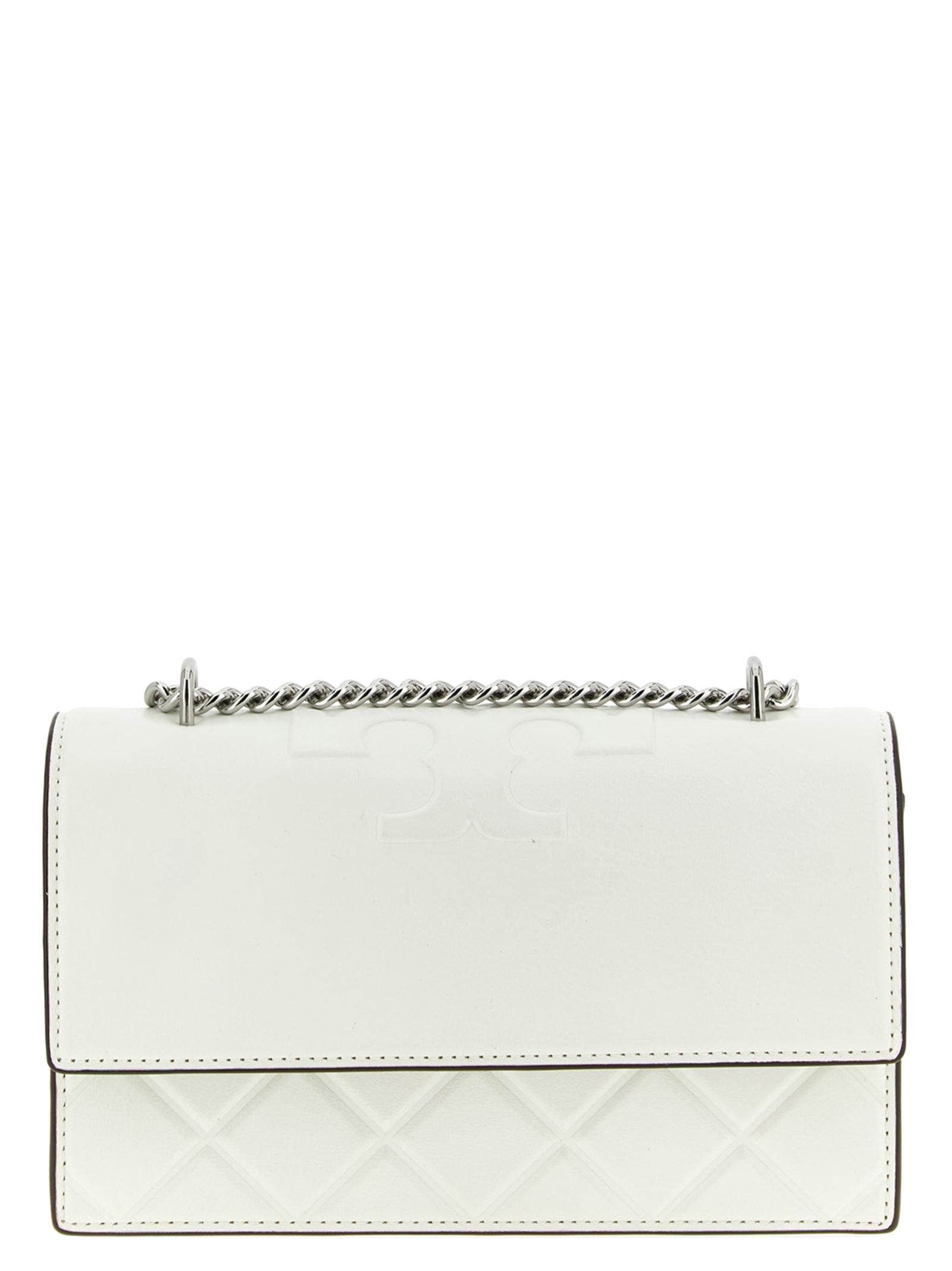tory burch fleming small crossbody bag white goat leather - women