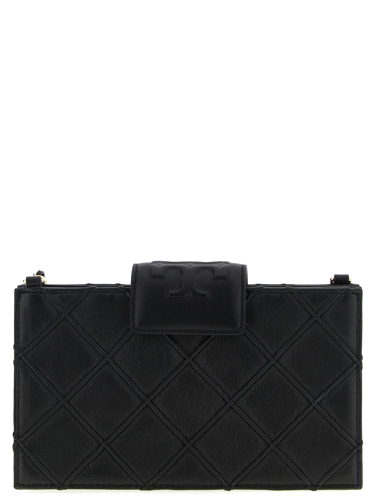 tory burch fleming wallet black lamb leather (ovis aries) wallets, card holders - women