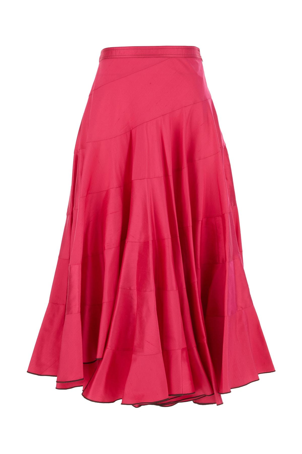 tory burch fuchsia silk skirt