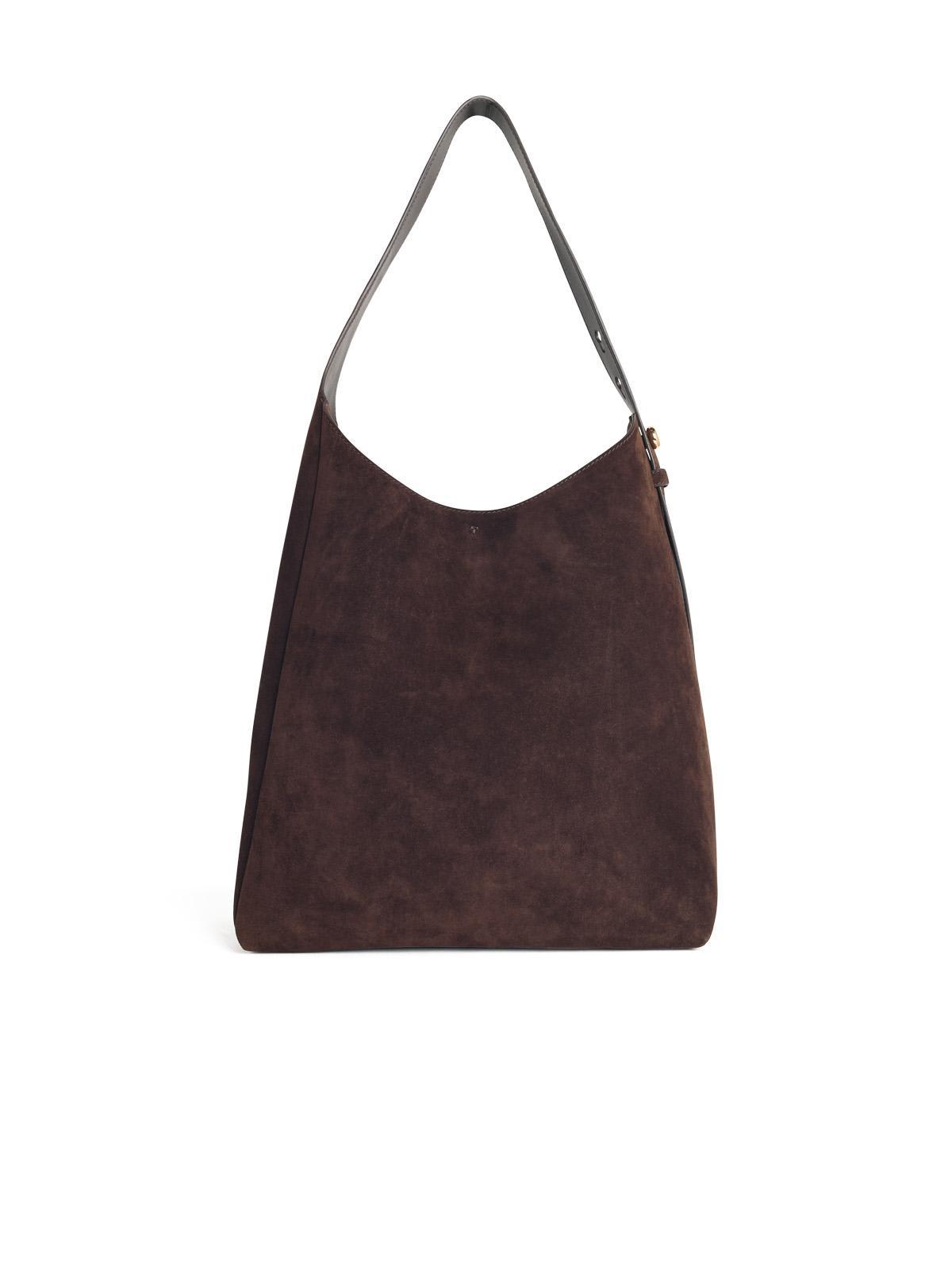 tory burch hobo romy dark brown suede bag