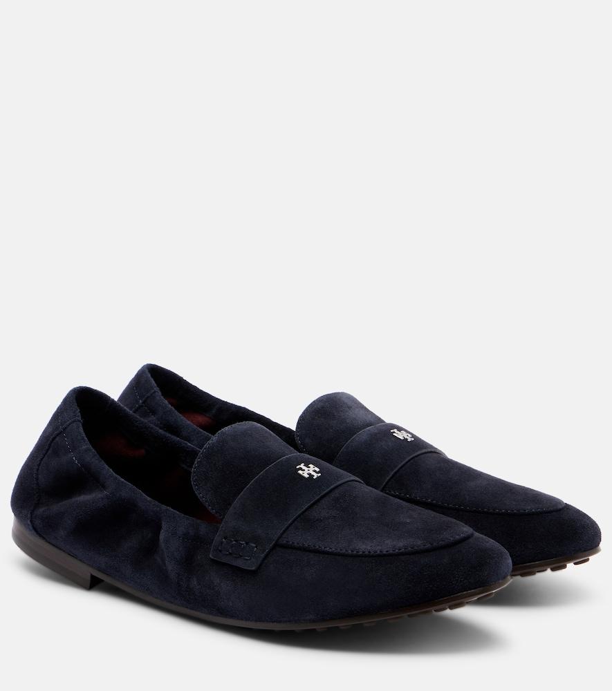 tory burch logo suede loafers