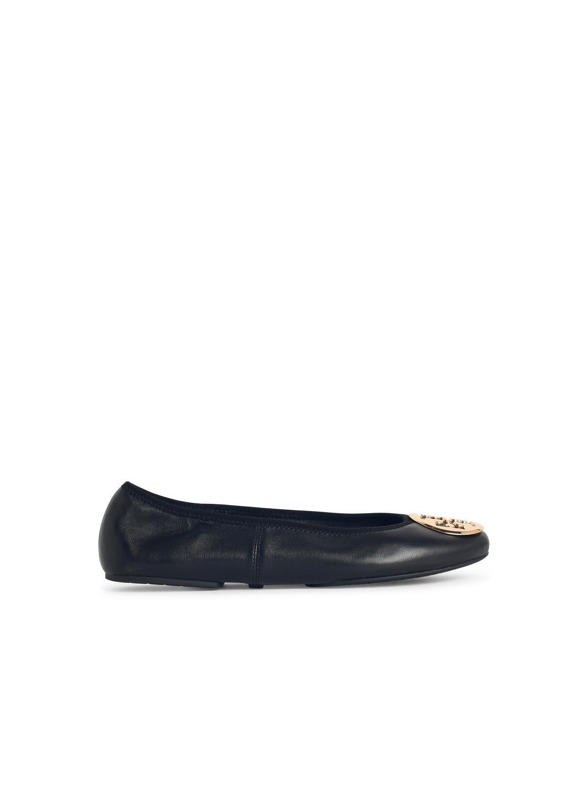 tory burch minnie black leather ballet flats