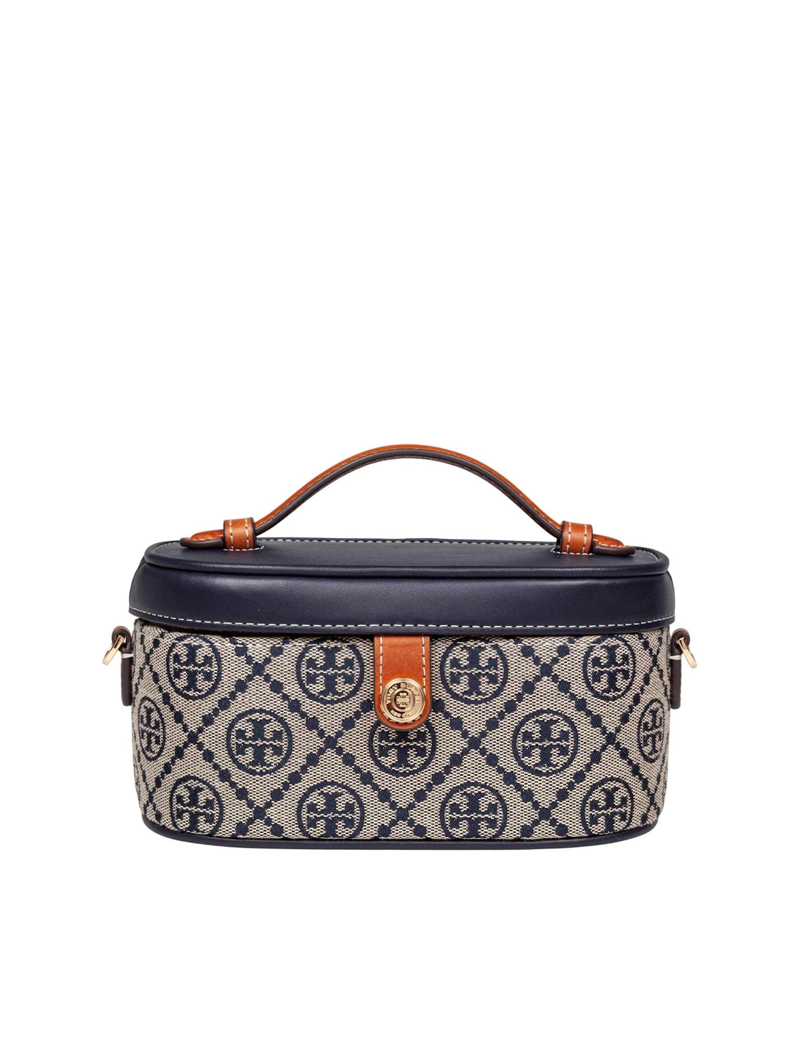 tory burch monogram leather and fabric vanity case