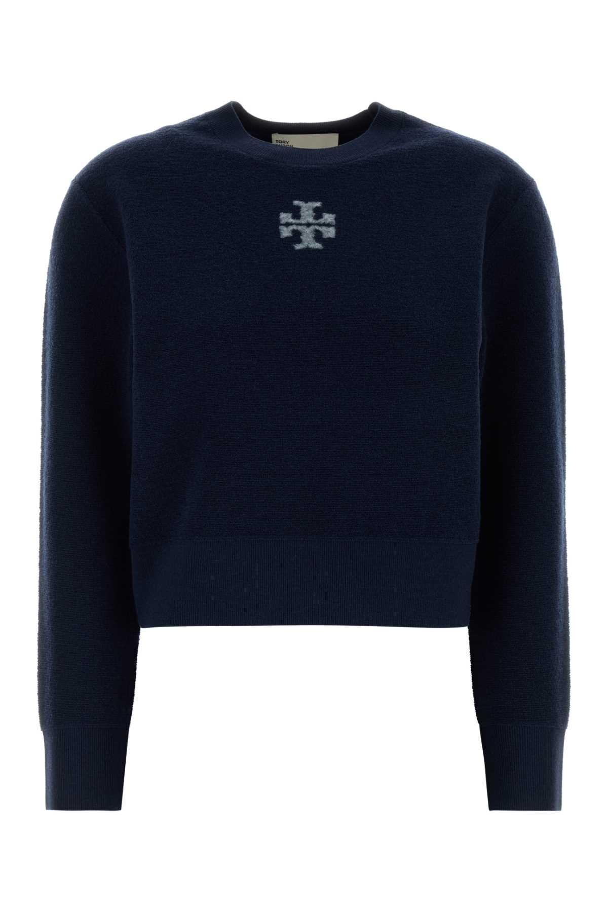 tory burch navy blue wool blend sweater
