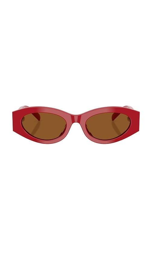 tory burch oval sunglasses in red.