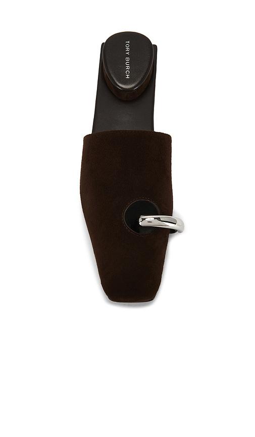 tory burch pierced mule in chocolate.