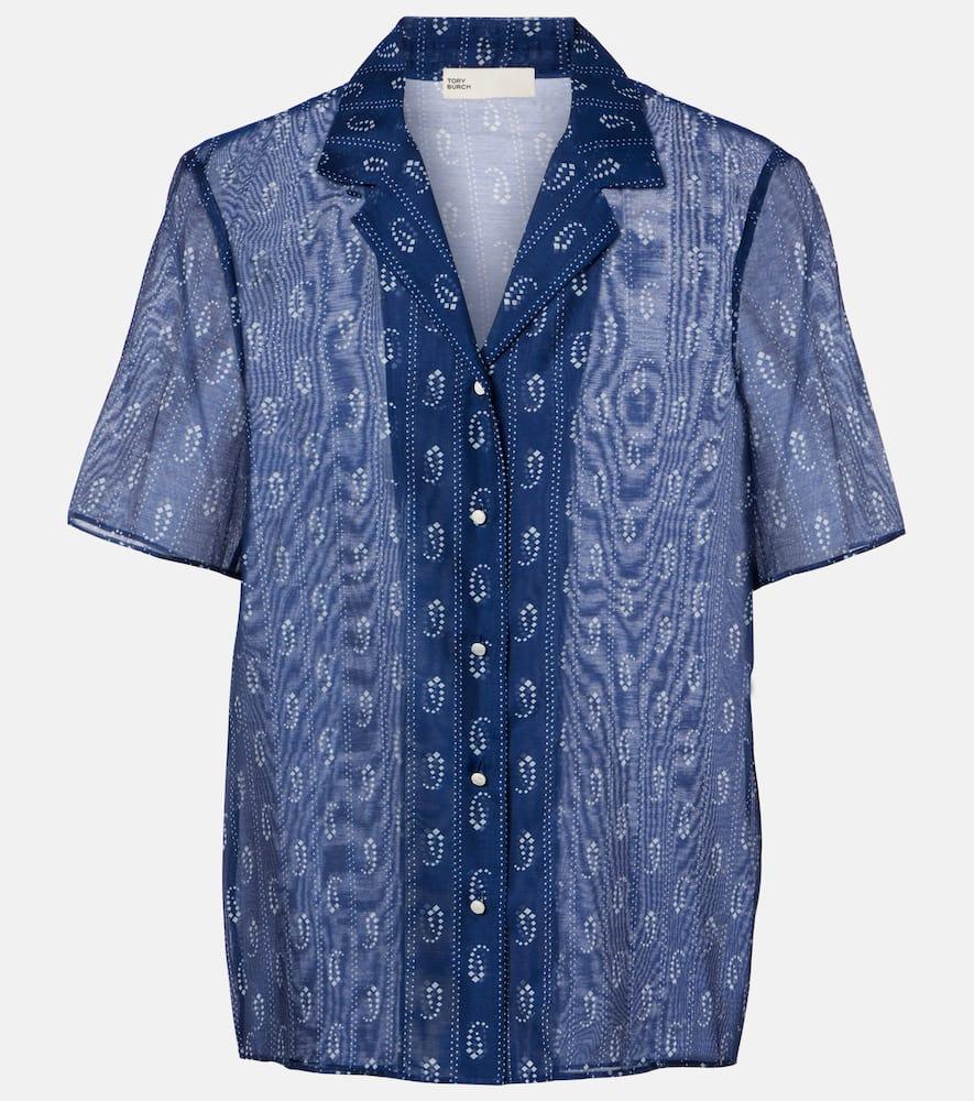 tory burch printed cotton and silk shirt