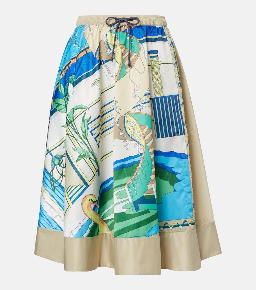 tory burch printed midi skirt