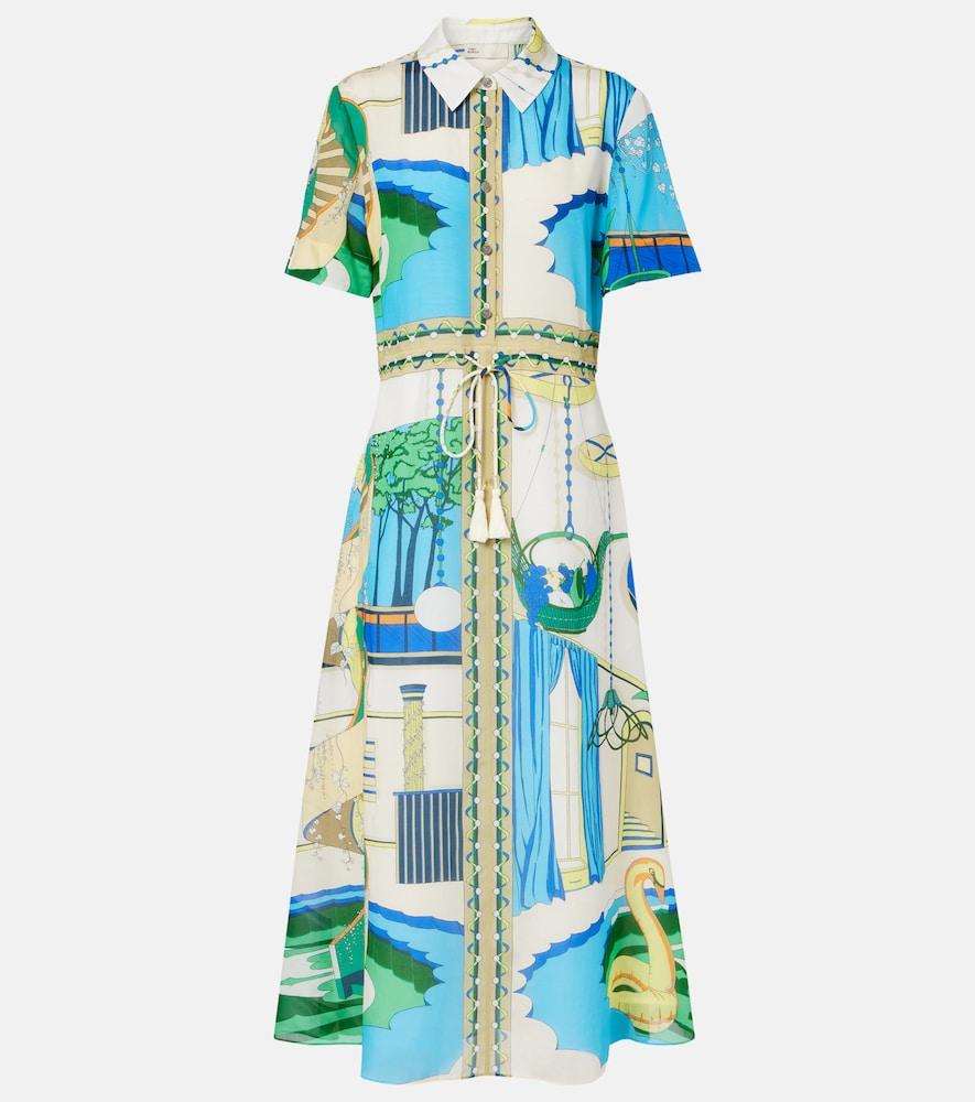 tory burch printed silk and cotton shirt dress