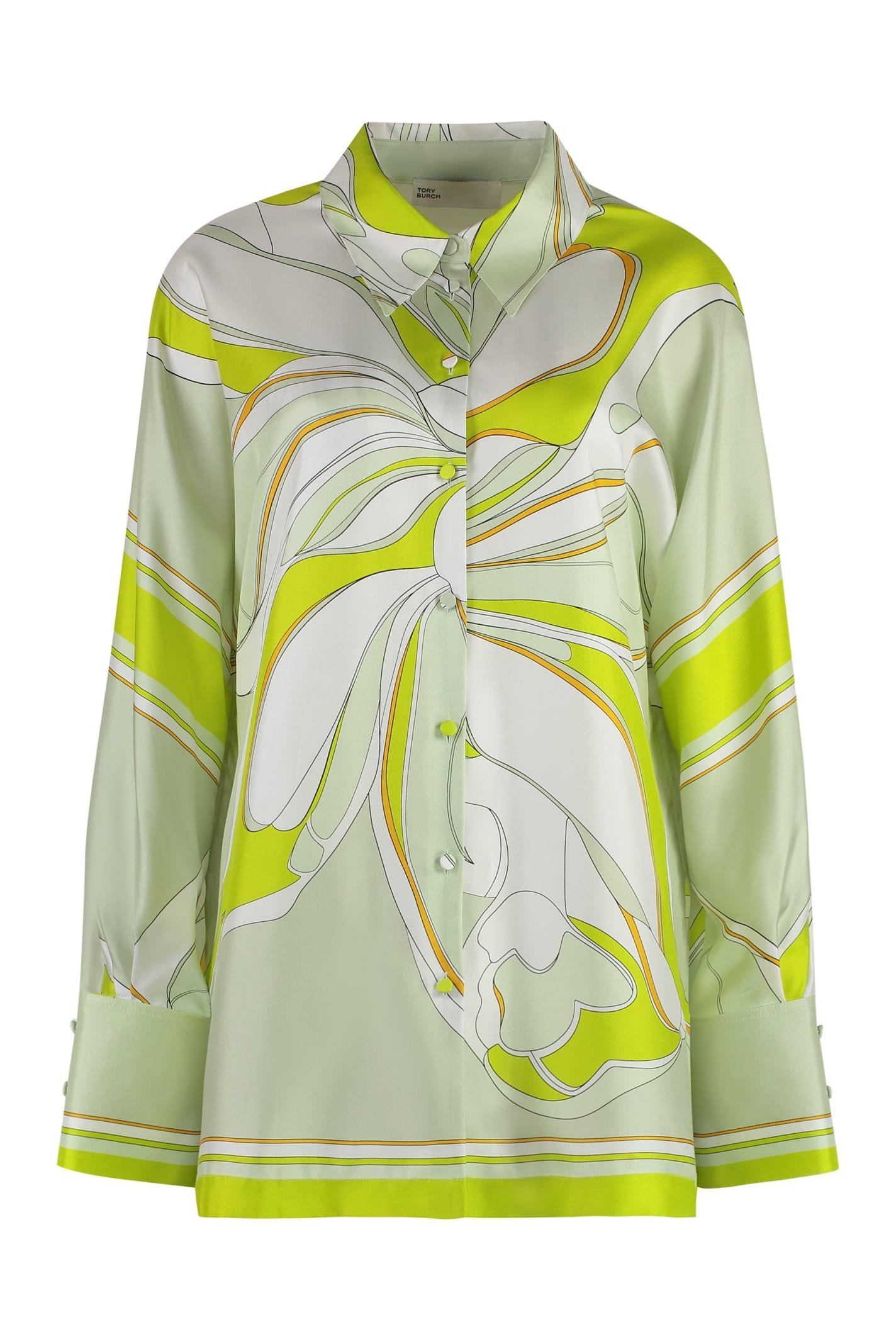 tory burch printed silk shirt