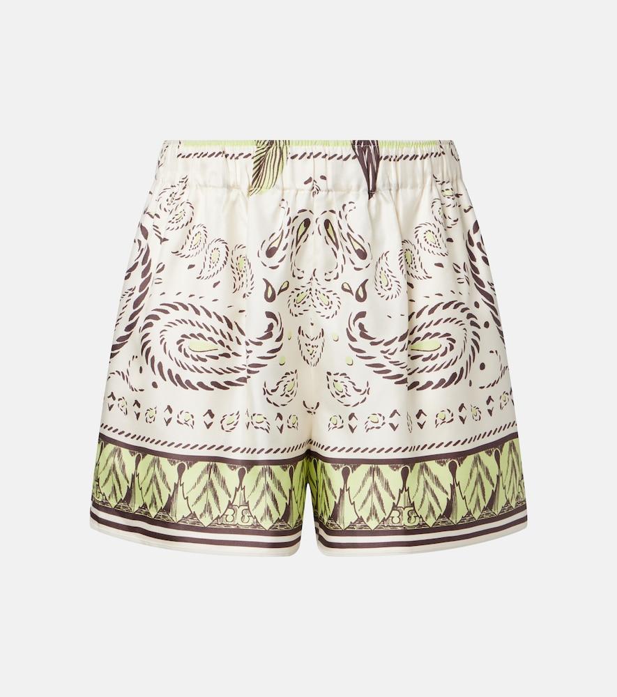 tory burch printed silk shorts
