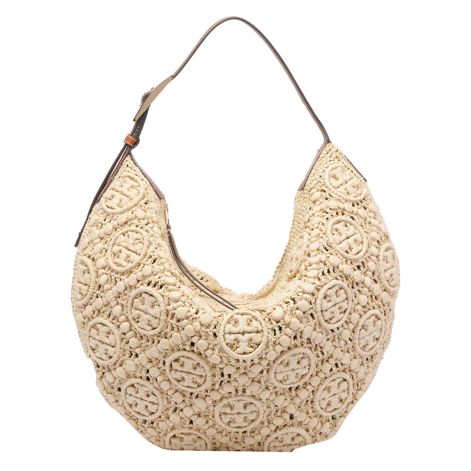 tory burch raffia t monogram balloon bag