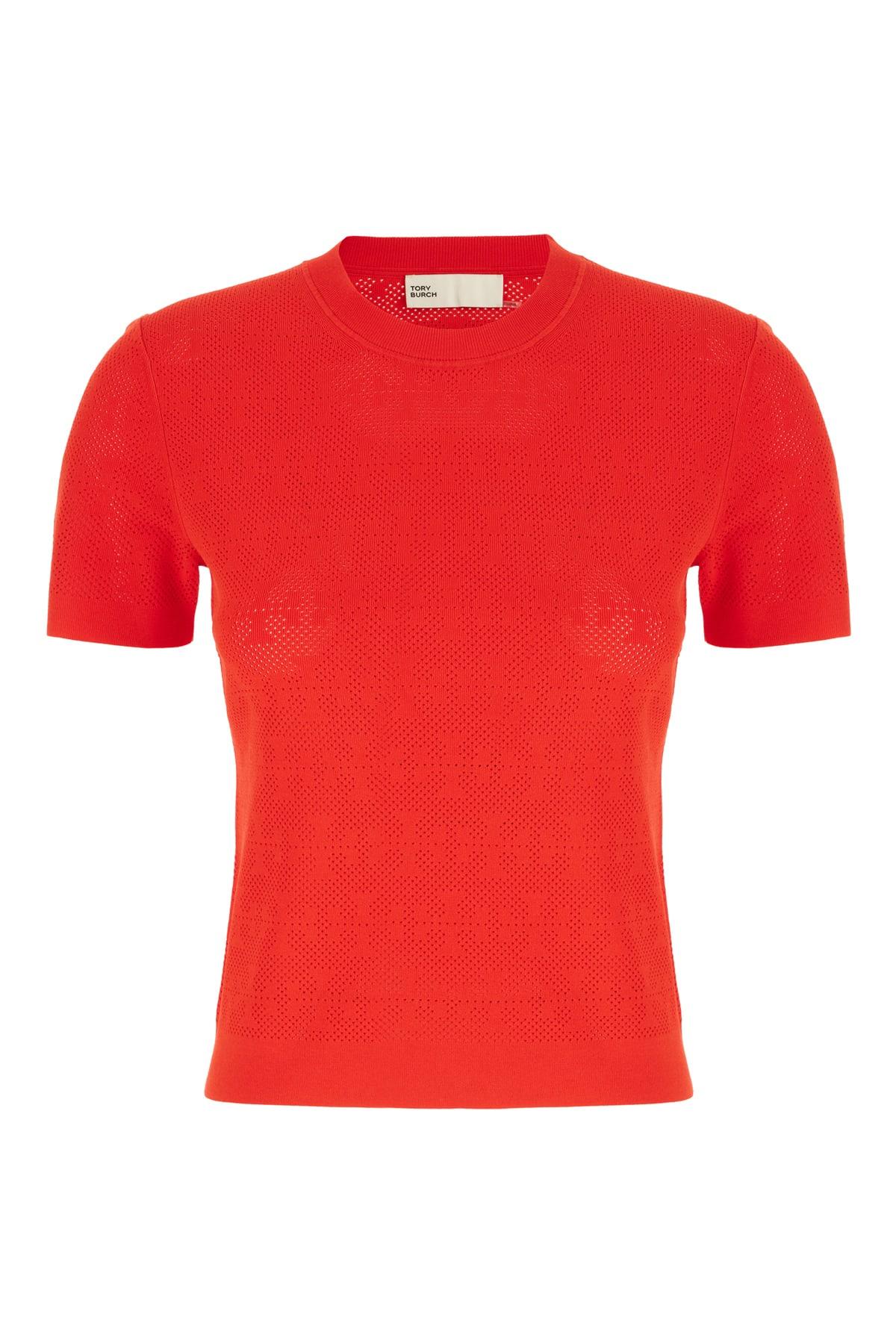tory burch red viscose blend top