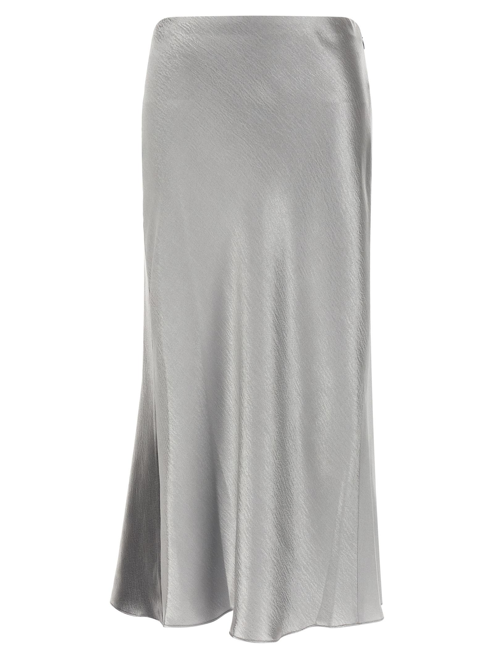 tory burch satin skirt gray polyester - women