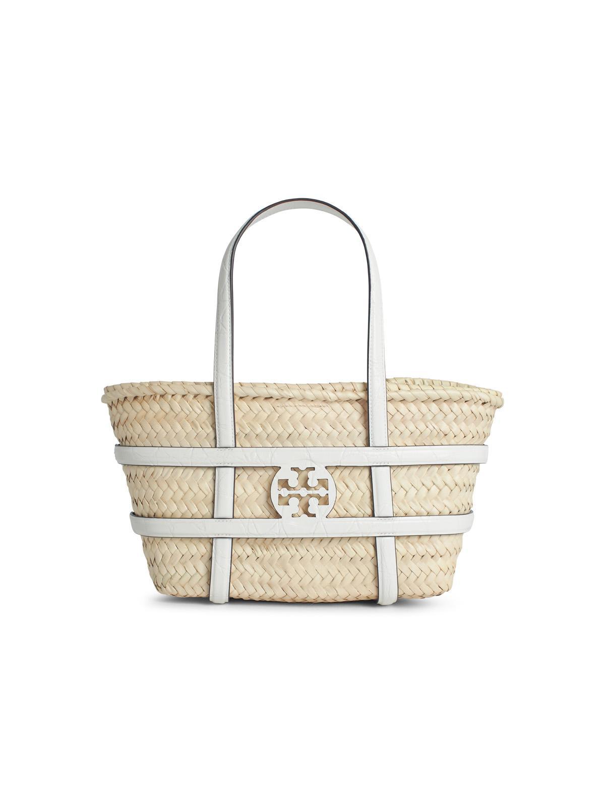 tory burch small ella shopping bag in white basket straw