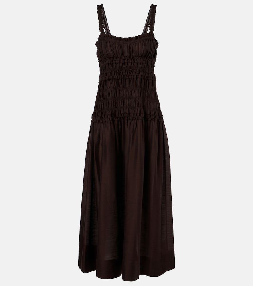 tory burch smocked midi dress