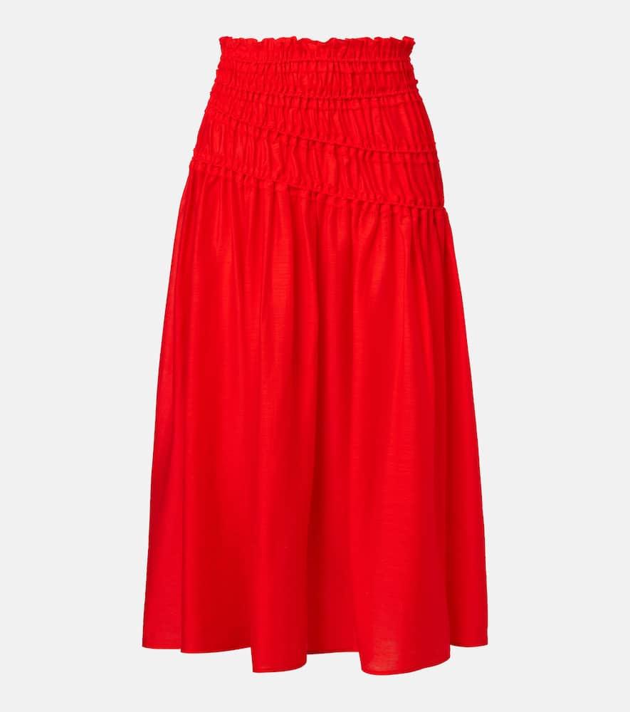 tory burch smocked midi skirt